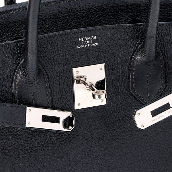 HERMES バーキン 30 2007年 □K ハンドバッグ ノワール シルバー トリヨンクレマンスの画像6