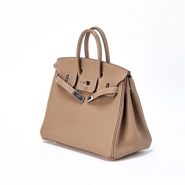 HERMES バーキン 25 2010年 □N ハンドバッグ エトゥープ シルバー トゴの画像1