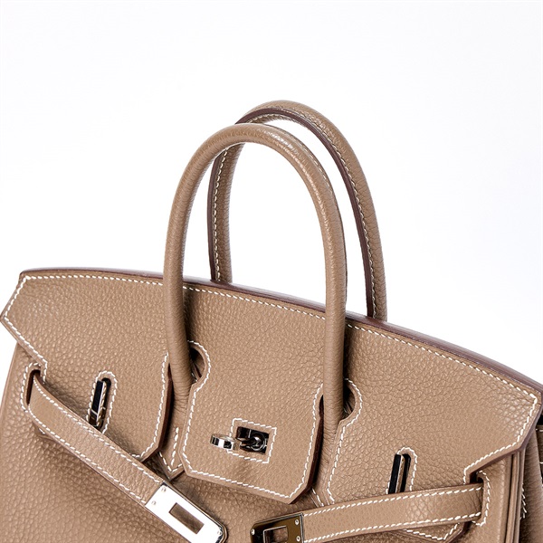 HERMES バーキン 25 2010年 □N ハンドバッグ エトゥープ シルバー トゴの画像3