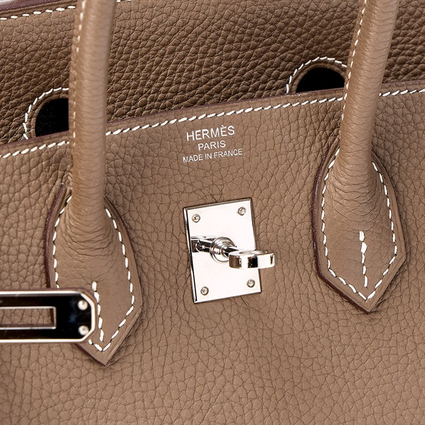 HERMES バーキン 25 2010年 □N ハンドバッグ エトゥープ シルバー トゴの画像5