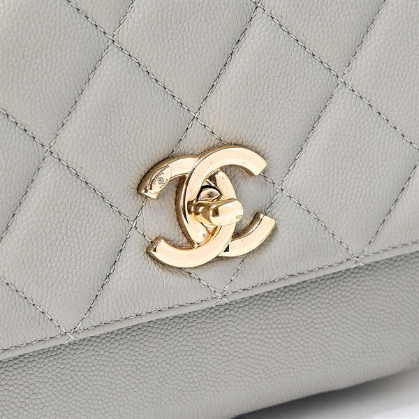 CHANEL マトラッセ ビジネスアフィニティ スモール 2019年 ショルダーバッグ A93749 グレー ゴールド キャビアスキンの画像4