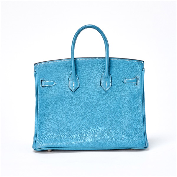 HERMES バーキン 25 2009年 □M ハンドバッグ ブルージーン シルバー トゴの画像2