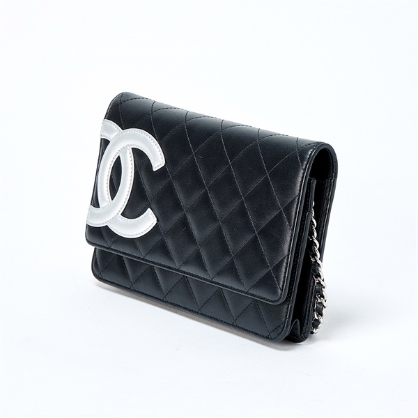 CHANEL カンボン チェーンウォレット 2011年 ショルダーバッグ ブラック シルバー シルバー ラムスキンの画像1