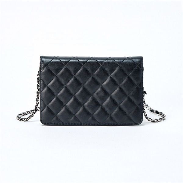 CHANEL カンボン チェーンウォレット 2011年 ショルダーバッグ ブラック シルバー シルバー ラムスキンの画像2