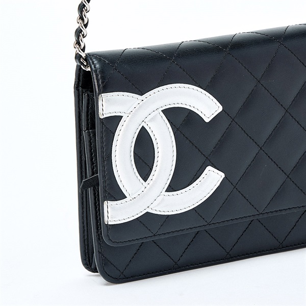 CHANEL カンボン チェーンウォレット 2011年 ショルダーバッグ ブラック シルバー シルバー ラムスキンの画像4