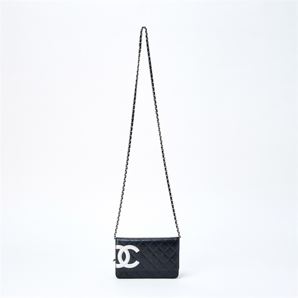 CHANEL カンボン チェーンウォレット 2011年 ショルダーバッグ ブラック シルバー シルバー ラムスキンの画像5