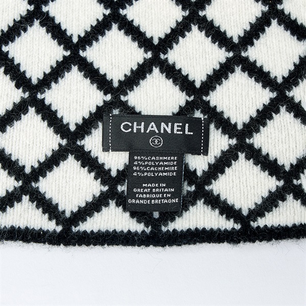 CHANEL ココマーク ニットキャップ ブラック ホワイト カシミヤ ポリエステルの画像2