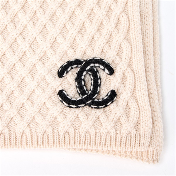 CHANEL ココマーク マフラー ベージュ カシミヤの画像2