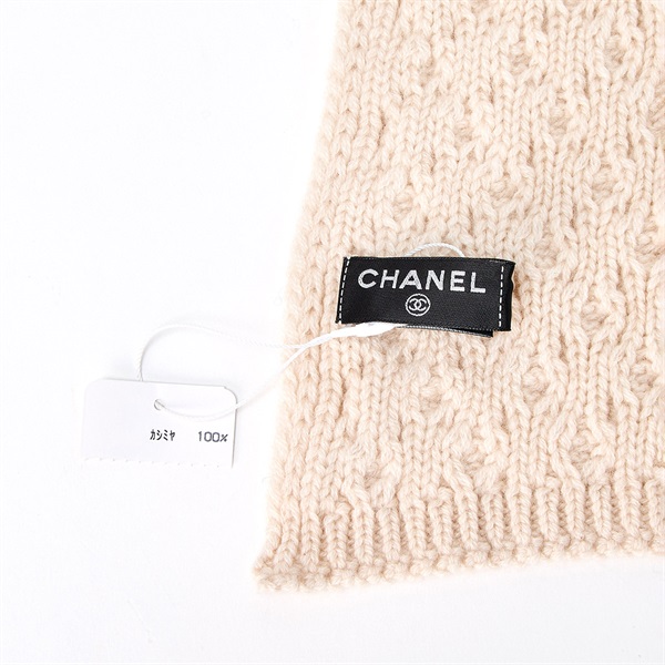 CHANEL ココマーク マフラー ベージュ カシミヤの画像3