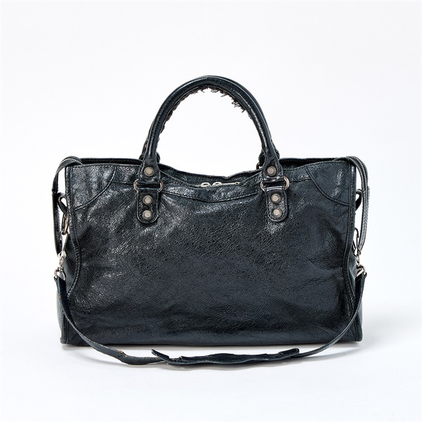 BALENCIAGA シティ ハンドバッグ 281770 ブラック シルバー レザーの画像2