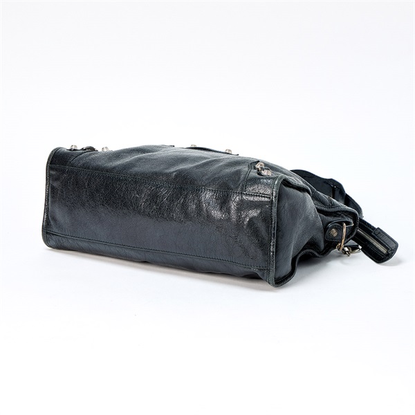 BALENCIAGA シティ ハンドバッグ 281770 ブラック シルバー レザーの画像5