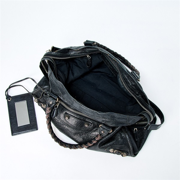 BALENCIAGA シティ ハンドバッグ 281770 ブラック シルバー レザーの画像6