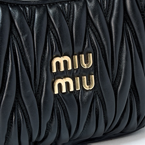 MIU MIU ワンダーマテラッセ ハンドバッグ ブラック ゴールド レザーの画像4