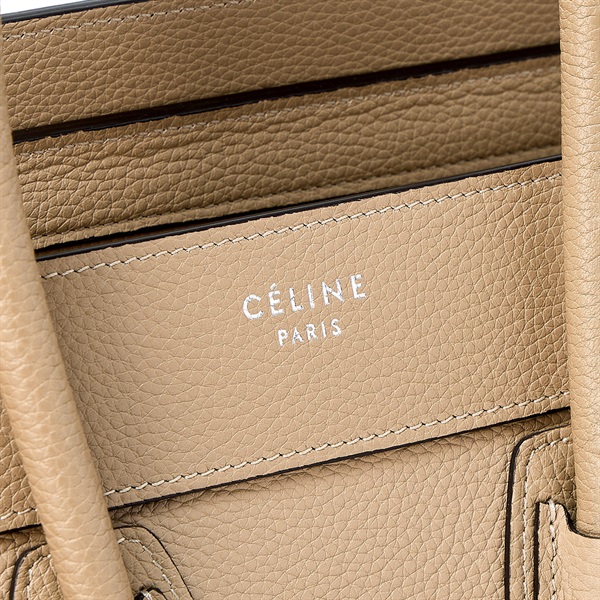 CELINE ラゲージ マイクロショッパー ハンドバッグ デューン シルバー レザーの画像4