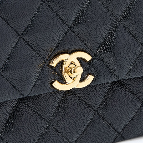 CHANEL ココマーク チェーンベルト シングルフラップダブルチェーン 2021年 ショルダーバッグ ブラック ゴールド グレインドカーフスキンの画像5
