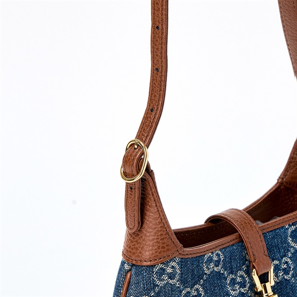 GUCCI ジャッキー ショルダーバッグ ネイビー ブラウン ゴールド GGジャカードデニムの画像4