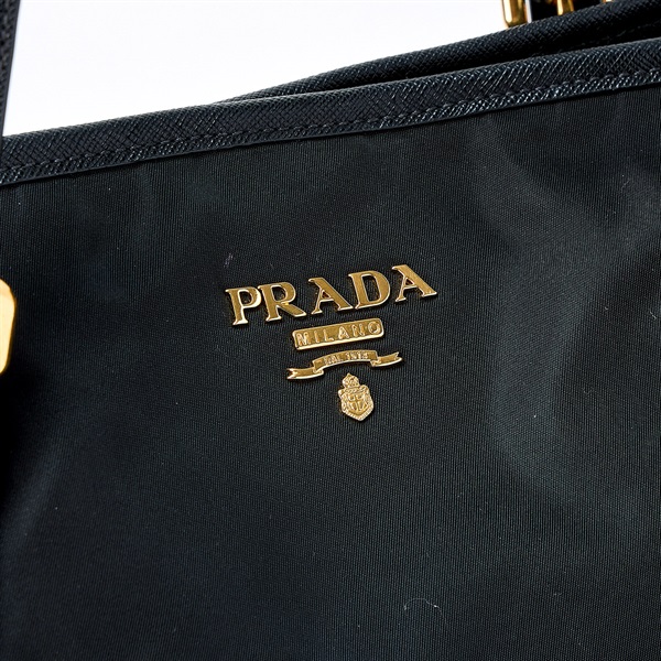 PRADA ロゴ トートバッグ ブラック ゴールド テスートの画像4