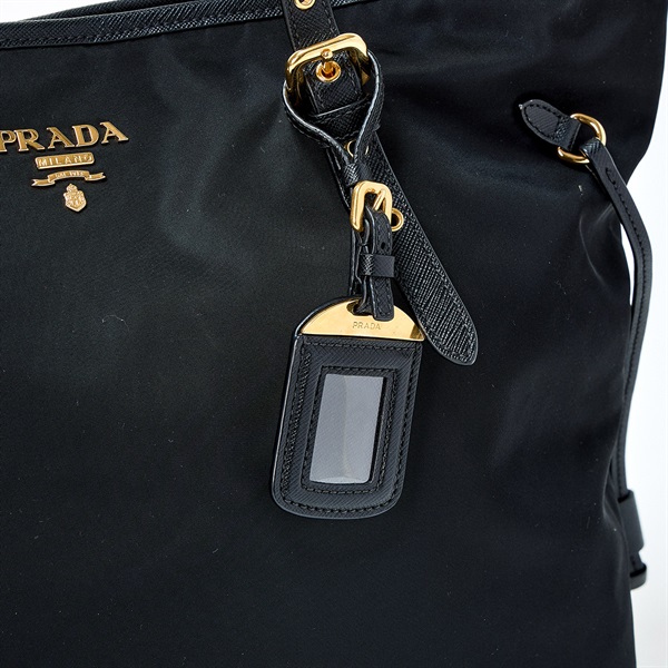 PRADA ロゴ トートバッグ ブラック ゴールド テスートの画像5