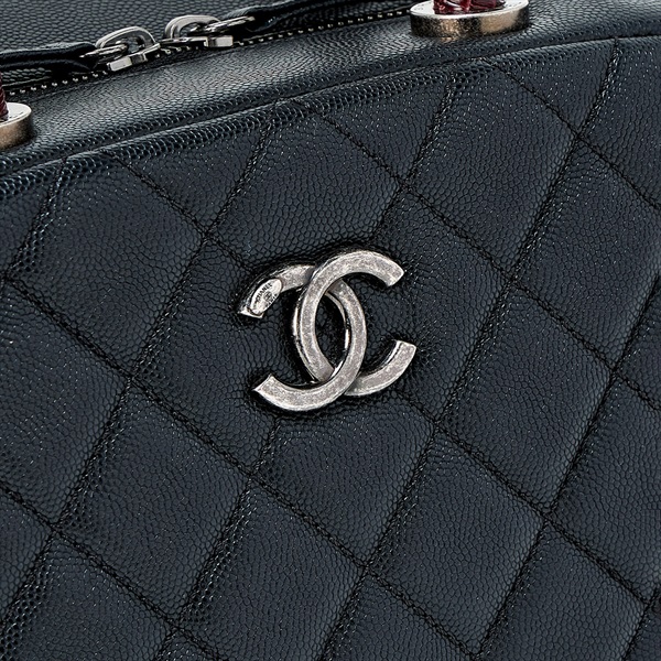 CHANEL マトラッセ トップハンドル 2016年 ハンドバッグ ブラック ボルドー シルバー キャビアスキンの画像4