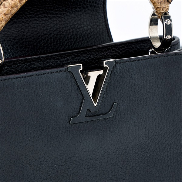 LOUIS VUITTON カプシーヌBB ハンドバッグ N92040 ブラック ブラウン シルバー レザーの画像6