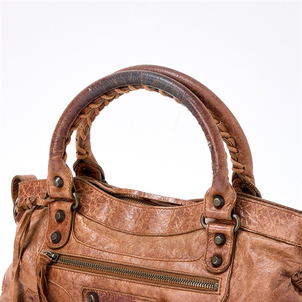 BALENCIAGA ファースト ショルダーバッグ 103208 ブラウン マットゴールド レザーの画像3