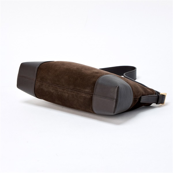 LOEWE アナグラム ショルダーバッグ ブラウン ゴールド スエードの画像5