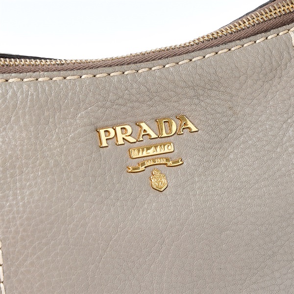 PRADA ロゴ ショルダーバッグ BR4690 グレージュ ゴールド レザーの画像4