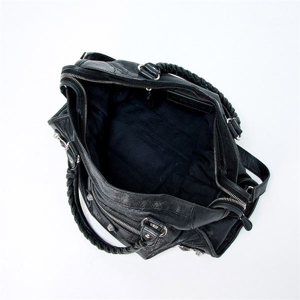 BALENCIAGA ジャイアント シティ ハンドバッグ 281770 ブラック シルバー レザーの画像5