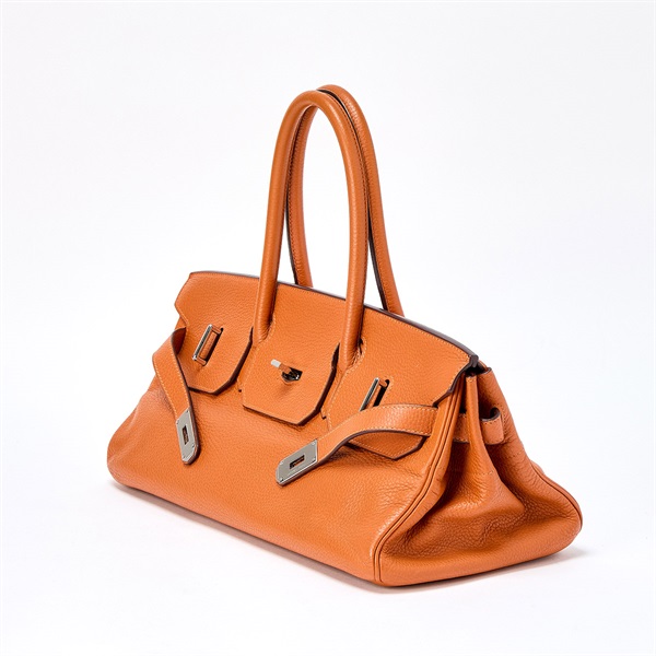 HERMES ショルダー バーキン 2006年 □J ハンドバッグ オレンジ シルバー トリヨンクレマンスの画像1