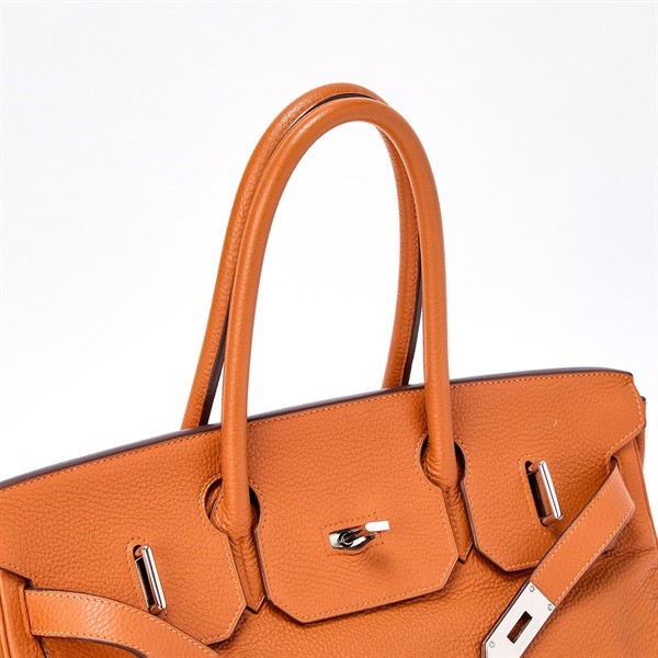 HERMES ショルダー バーキン 2006年 □J ハンドバッグ オレンジ シルバー トリヨンクレマンスの画像3