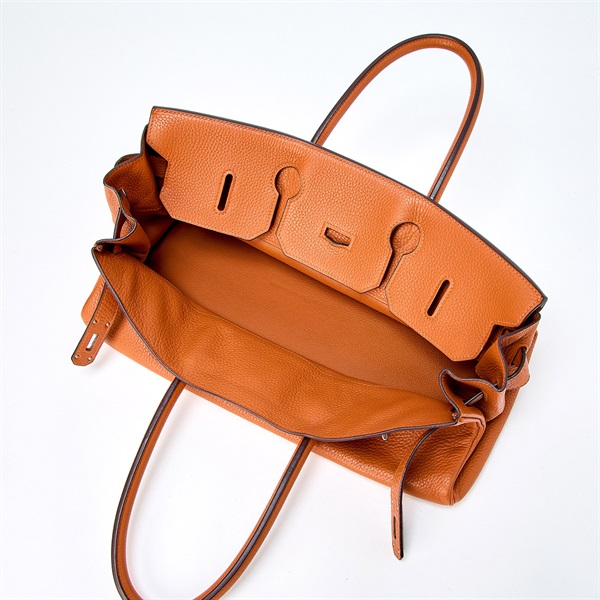 HERMES ショルダー バーキン 2006年 □J ハンドバッグ オレンジ シルバー トリヨンクレマンスの画像7