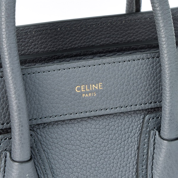 CELINE ラゲージ ナノショッパー ハンドバッグ グレー ゴールド レザーの画像4