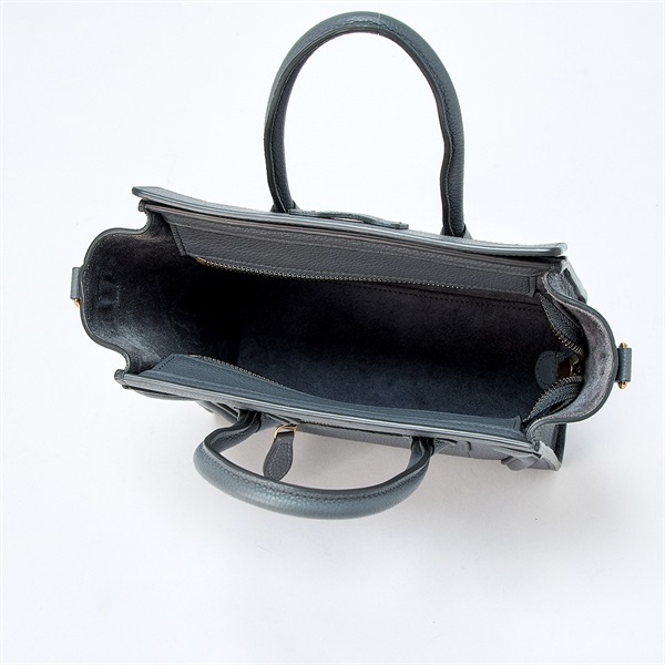 CELINE ラゲージ ナノショッパー ハンドバッグ グレー ゴールド レザーの画像6