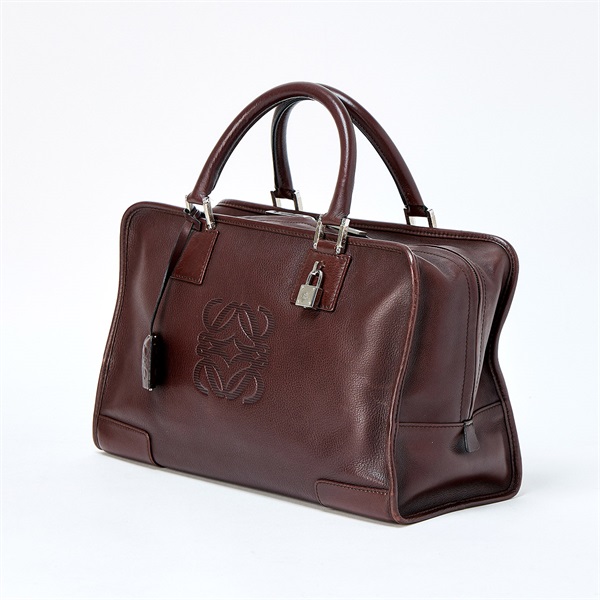 LOEWE アマソナ 35 ハンドバッグ ブラウン シルバー レザーの画像1