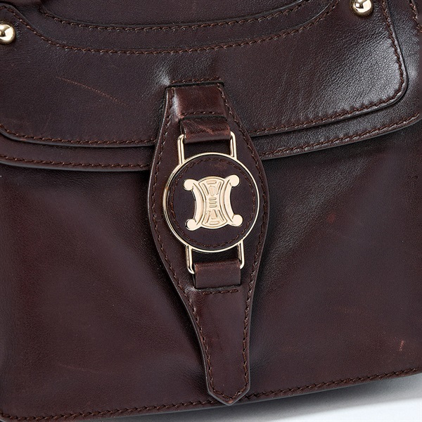 CELINE トリオンフ ブギー ハンドバッグ ブラウン ゴールド レザーの画像4