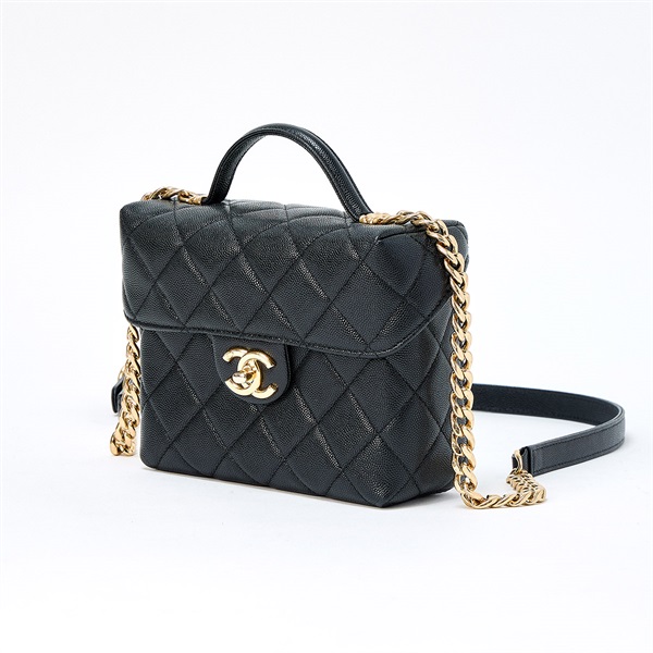 CHANEL マトラッセ トップハンドル 2021年 ショルダーバッグ ブラック ゴールド キャビアスキンの画像1