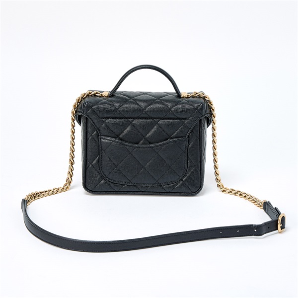 CHANEL マトラッセ トップハンドル 2021年 ショルダーバッグ ブラック ゴールド キャビアスキンの画像2