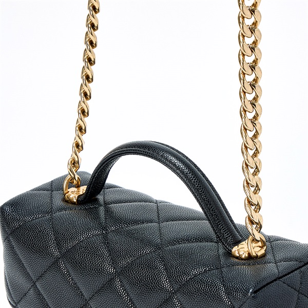 CHANEL マトラッセ トップハンドル 2021年 ショルダーバッグ ブラック ゴールド キャビアスキンの画像3