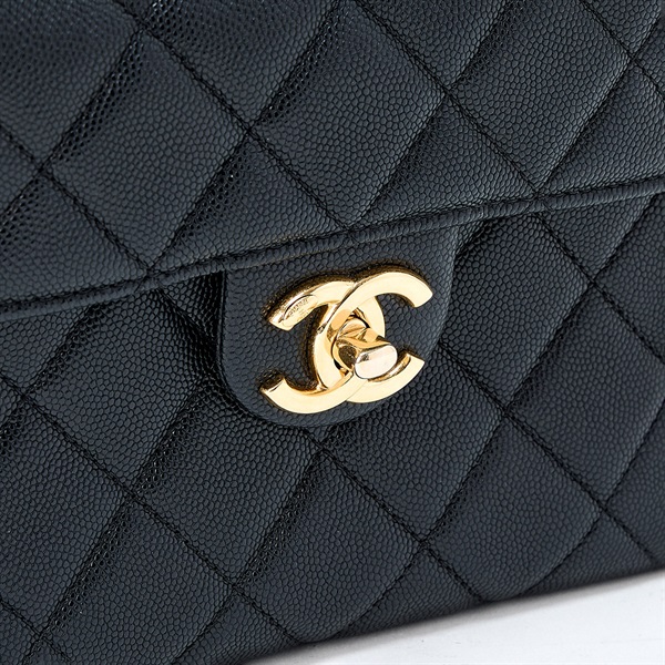 CHANEL マトラッセ トップハンドル 2021年 ショルダーバッグ ブラック ゴールド キャビアスキンの画像4