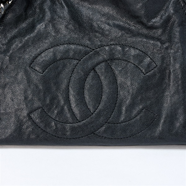 CHANEL ココマーク ラグジュアリーライン 2007年 ショルダーバッグ ブラック シルバー キャビアスキンの画像4