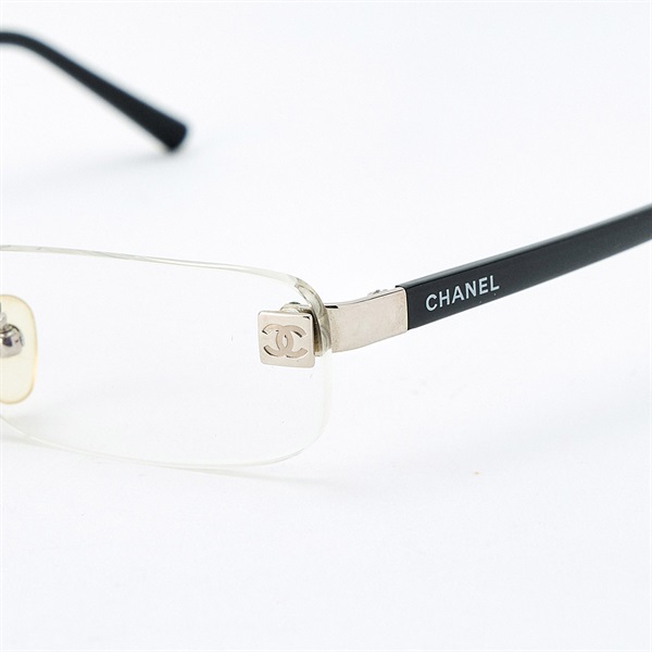 CHANEL ココマーク 眼鏡 53□18 130 シルバー ブラック クリア メタル プラスチックの画像2
