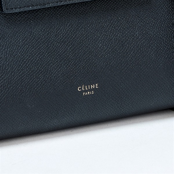 CELINE ベルトバッグ ハンドバッグ ブラック ゴールド グレインカーフの画像4