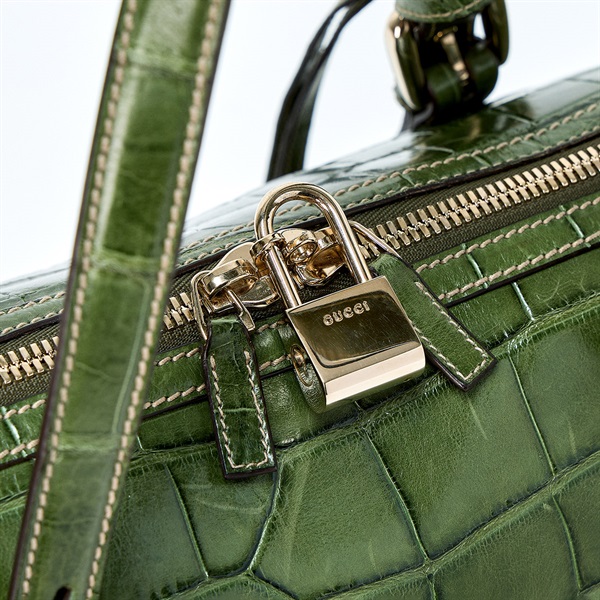 GUCCI ホースビット 85周年記念モデル ハンドバッグ 163290 グリーン ゴールド クロダイルの画像5