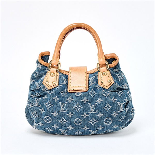 LOUIS VUITTON プリーティ モノグラムデニム ハンドバッグ M95020 ブルー ゴールド デニムの画像2
