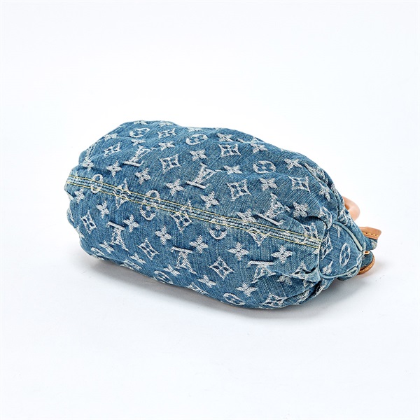 LOUIS VUITTON プリーティ モノグラムデニム ハンドバッグ M95020 ブルー ゴールド デニムの画像5