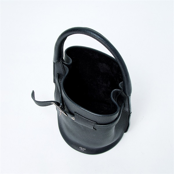 CELINE ビッグバッグ ナノ ハンドバッグ ブラック シルバー レザーの画像6