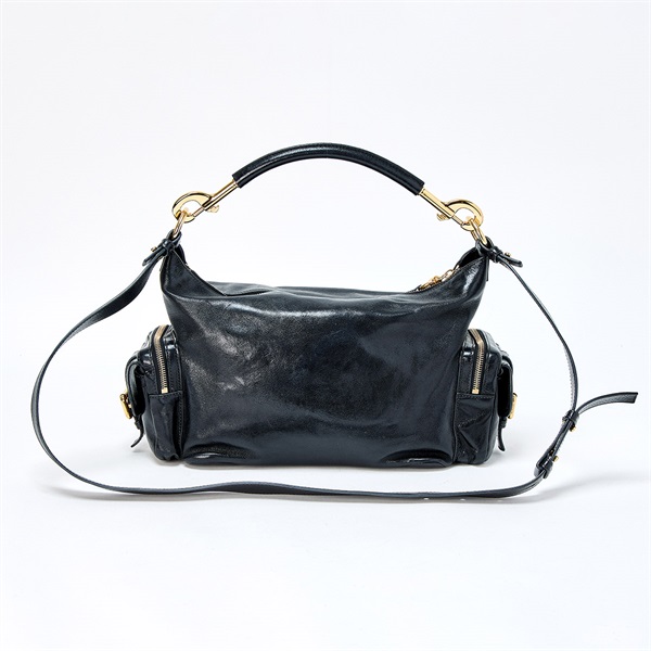 Chloe カメラバッグ ハンドバッグ ブラック ゴールド シャイニーレザーの画像2