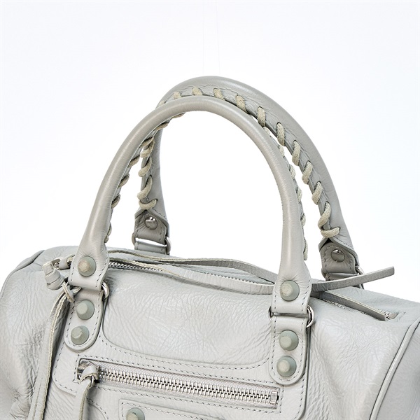 BALENCIAGA クラシックミニツィギー ハンドバッグ グレー シルバー レザーの画像3