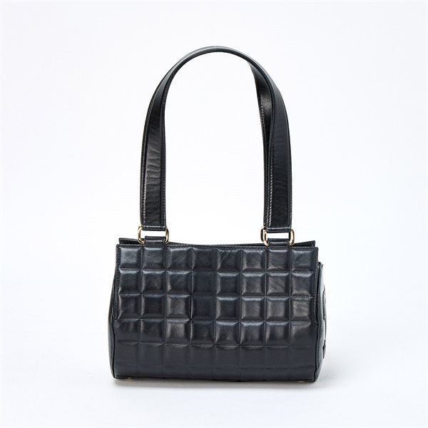 CHANEL チョコバー ミニボストン 2001年 ハンドバッグ ブラック ゴールド ラムスキンの画像2