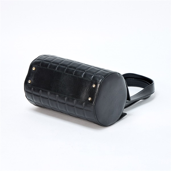 CHANEL チョコバー ミニボストン 2001年 ハンドバッグ ブラック ゴールド ラムスキンの画像5
